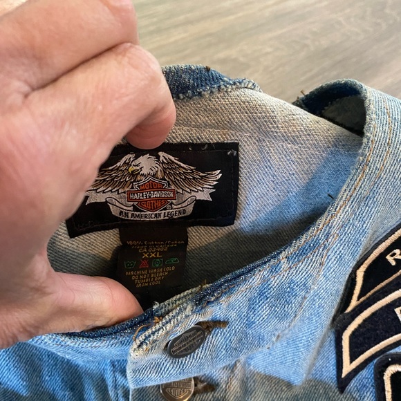 Harley Davidson Denim Vest with Pins & Patches XXL - Picture 16 of 16